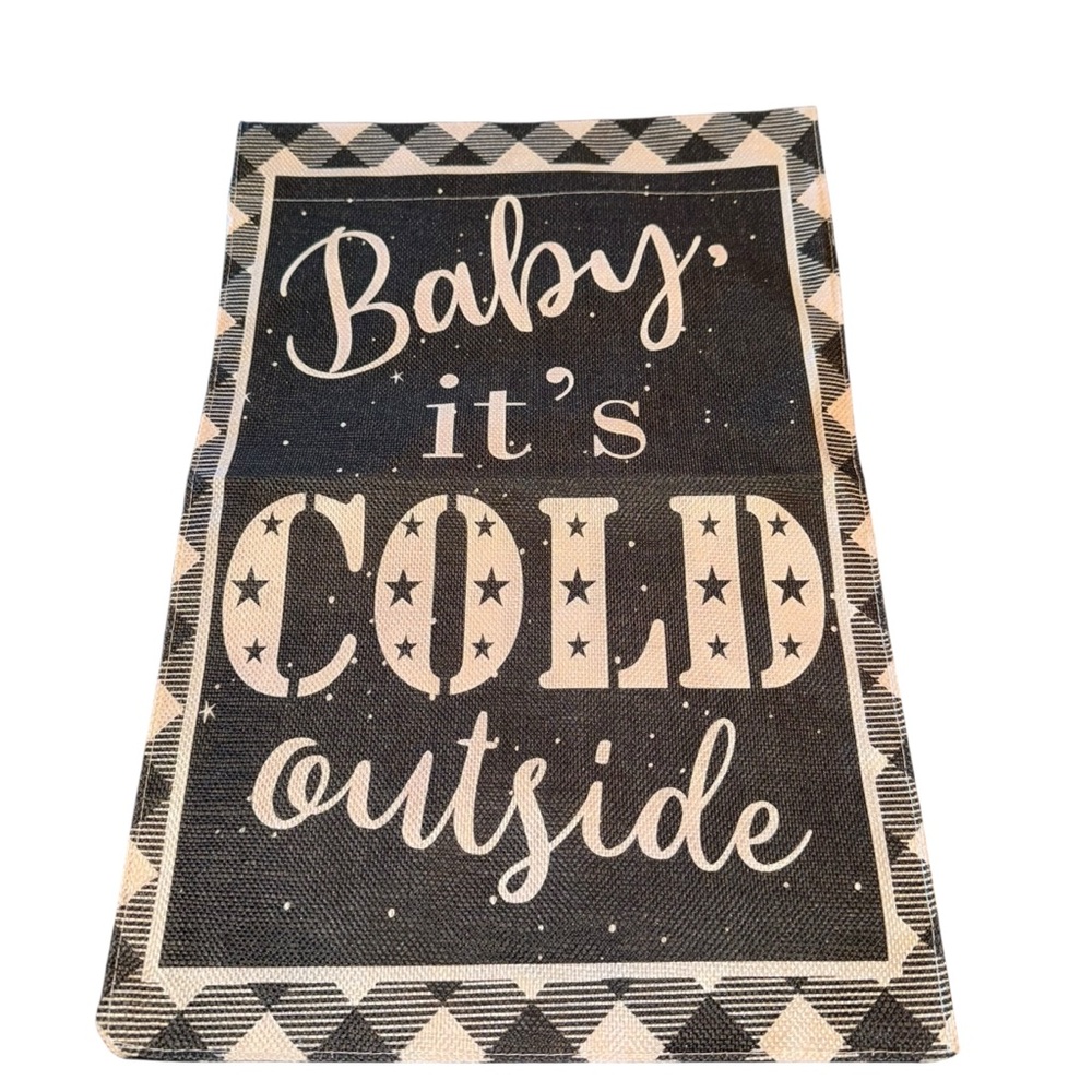 Winter/Christmas Garden Flag 12”x18” Doubled Sides Black White New Without Tags